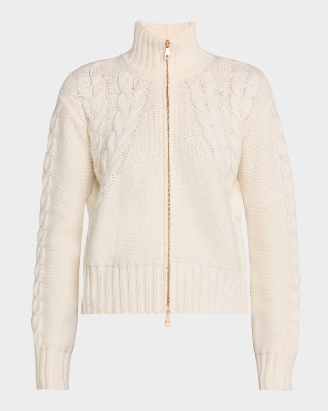 Mabel High-Neck Cable Wool Cashmere Jacket